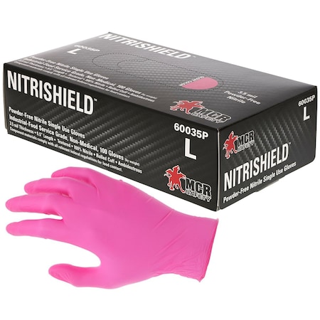 NitriShield Gloves, 3.5 Mil, Pink, Size S, 1000PK